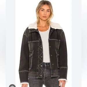 Free People Ariel cozy denim bomber